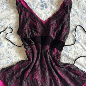 Black and Pink Lace Tank Top